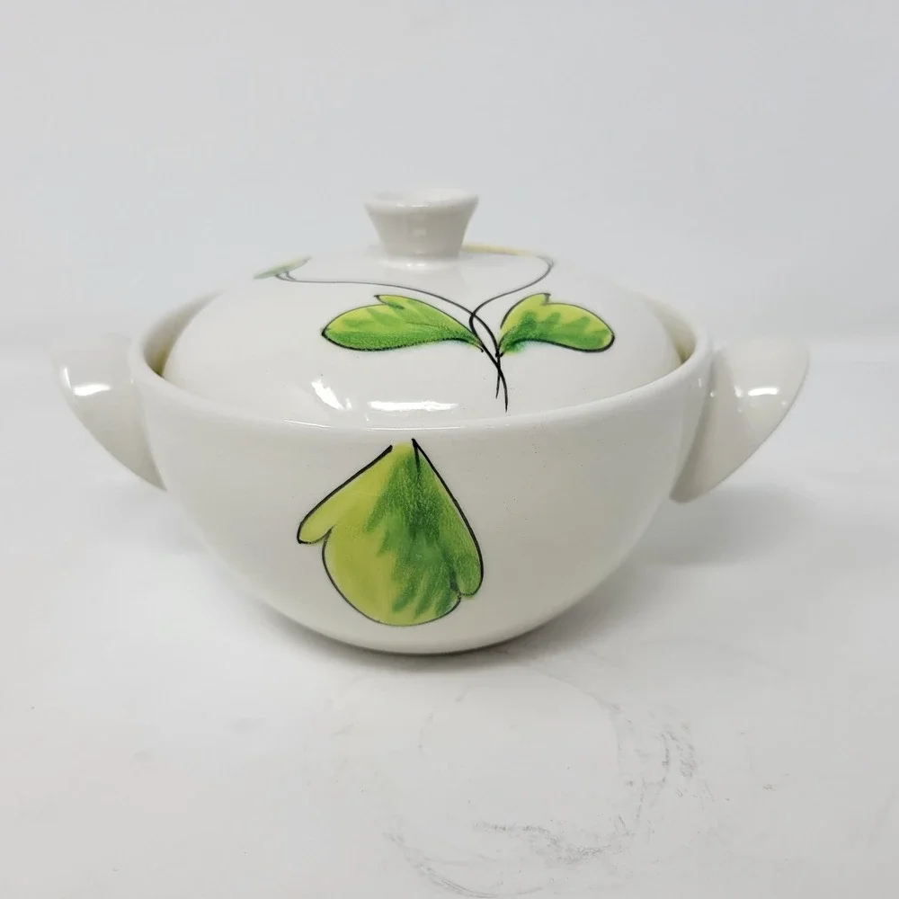 Mancioli Italy Vintage Floral Ceramic Lidded‎ Soup Rice Bowls Set of 4